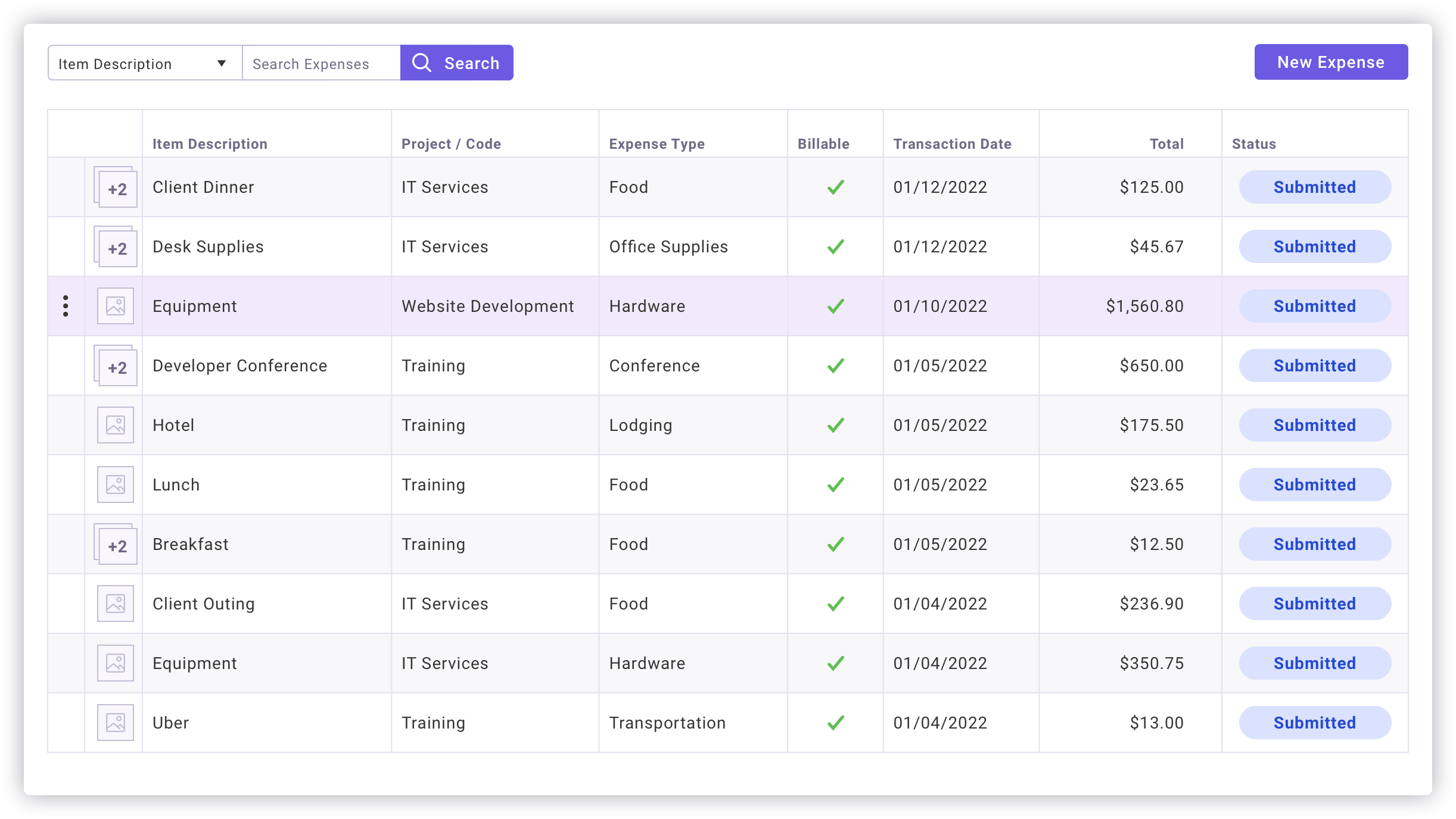 NEW Expense List