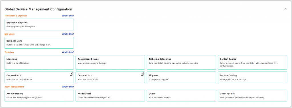 Customer Service Management Settings