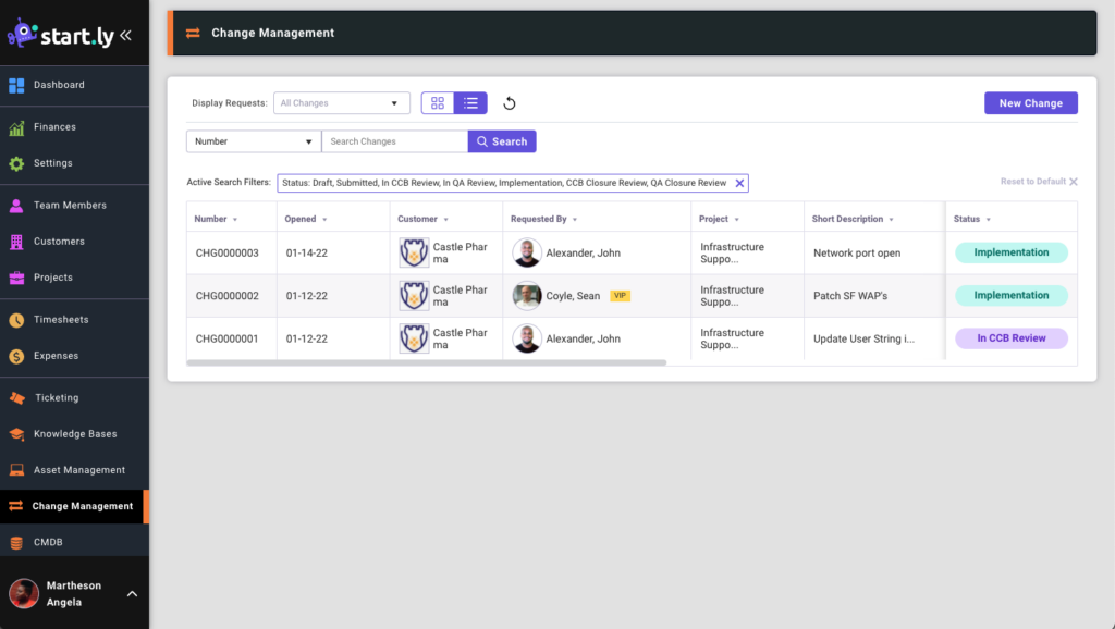 Change Management list