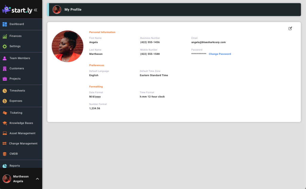 My profile screen in edit mode