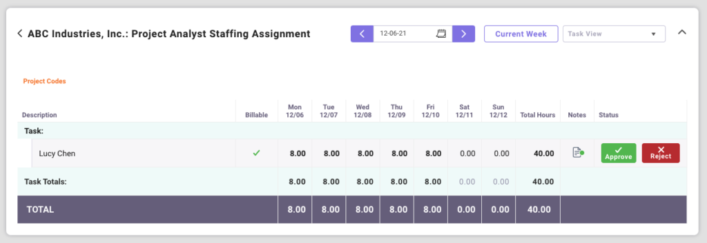 Project Approvals details card