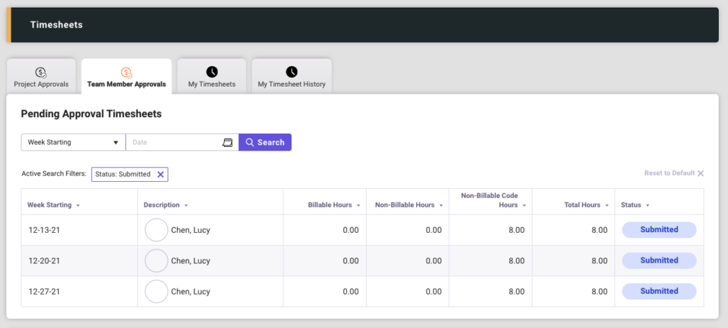 Team Member Approvals tab