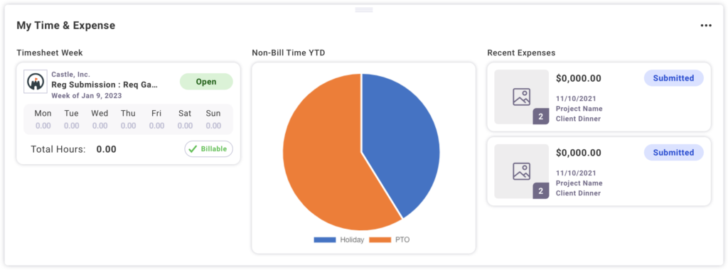My time and expense view