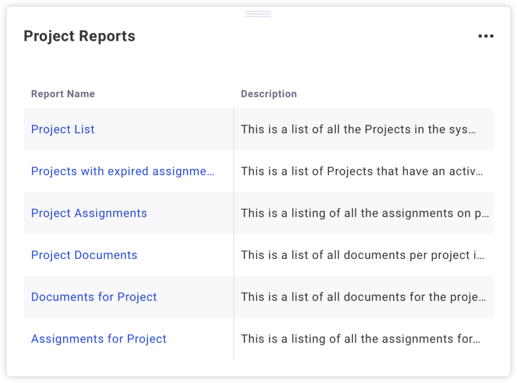 Project reports