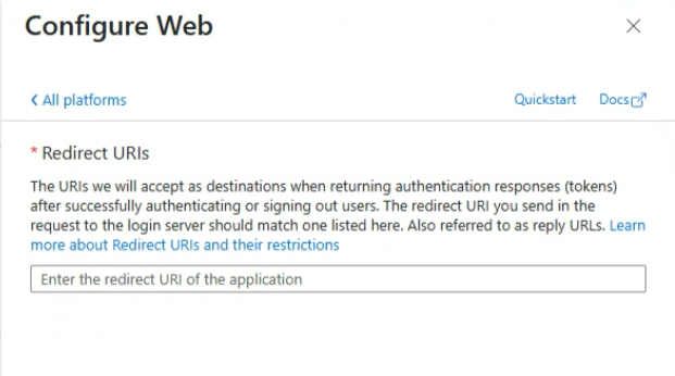 Configure Web Redirect URIs