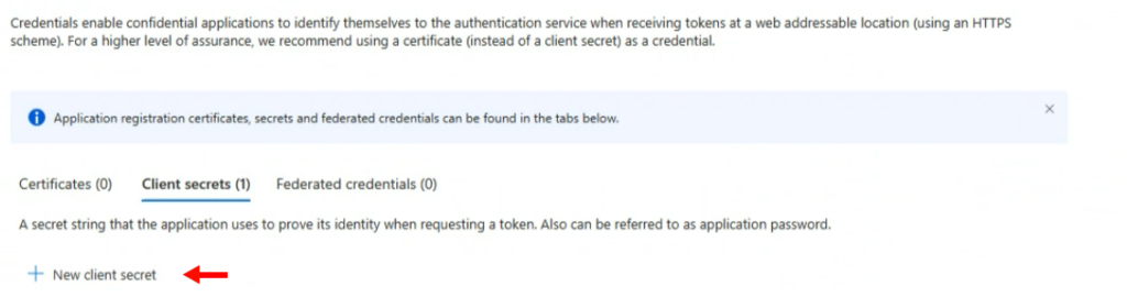 Where to find "Add new client secret"