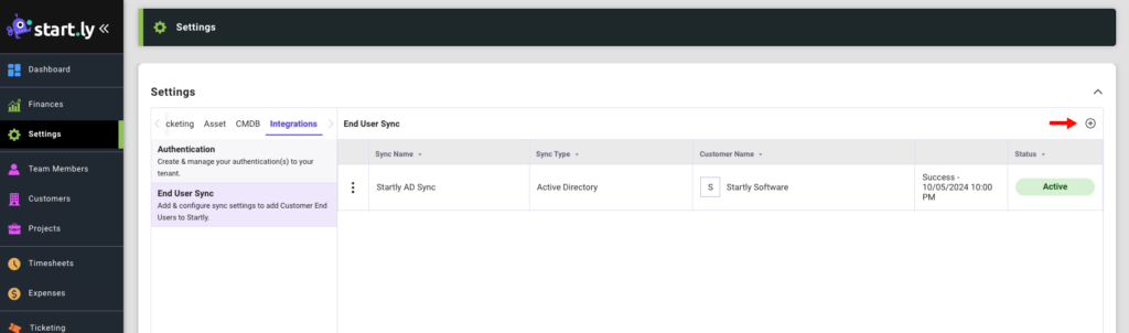 End User Sync under Settings