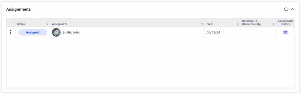 Assignments for Standard Asset - Assigned