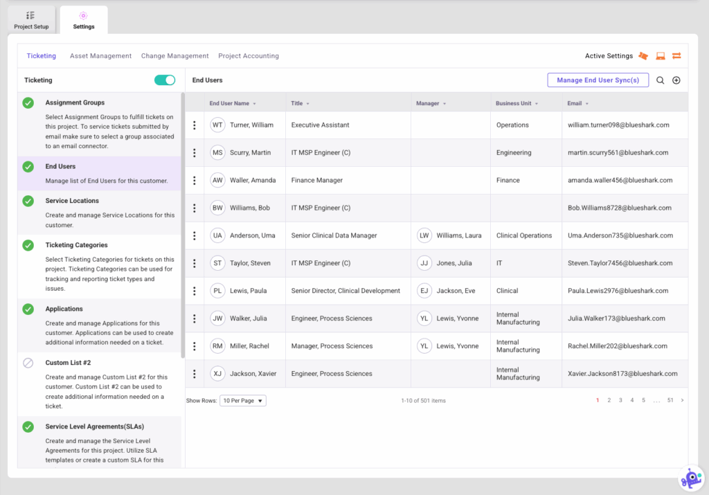 Ticketing Settings End Users