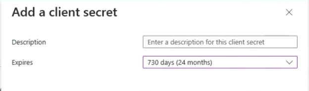 Add client secret for Azure