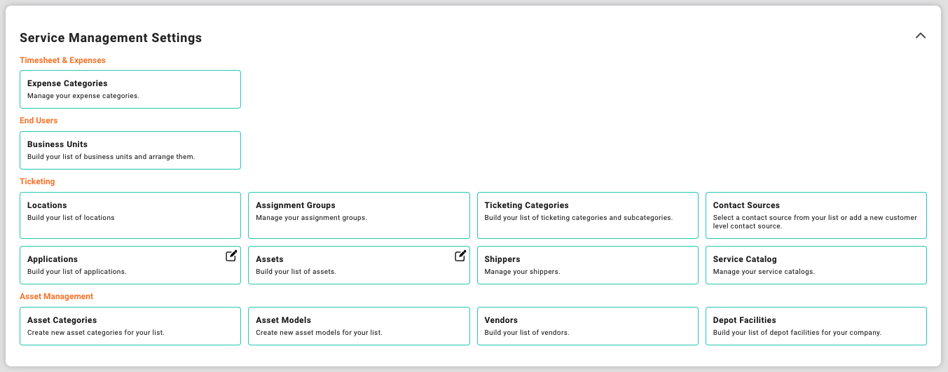 Service Management Settings Card » Startly Labs