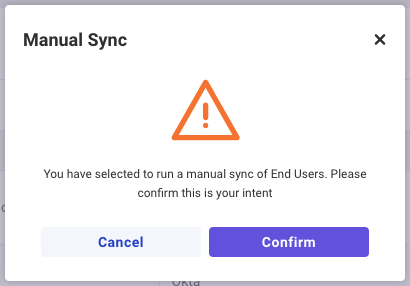 Manual Sync confirmation window