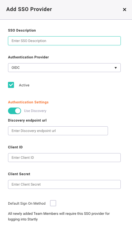 Add SSO Provider window