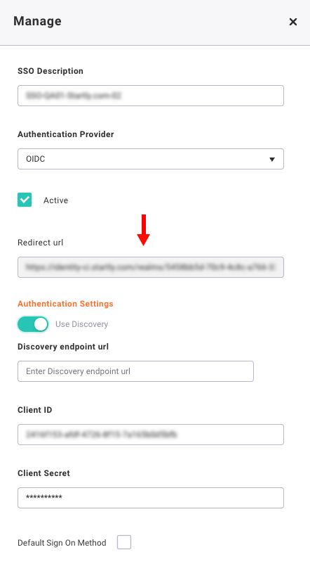 Where to put the redirect url from Startly to Okta